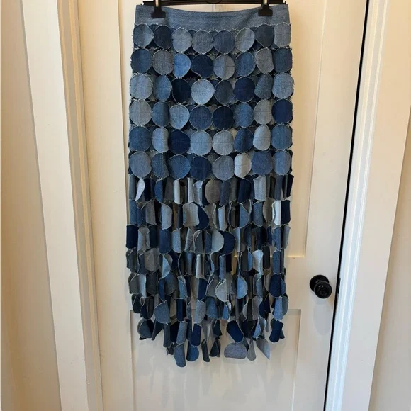 A.W.A.K.E. MODE Upcycled Denim Circle Skirt - Picture 2 of 6